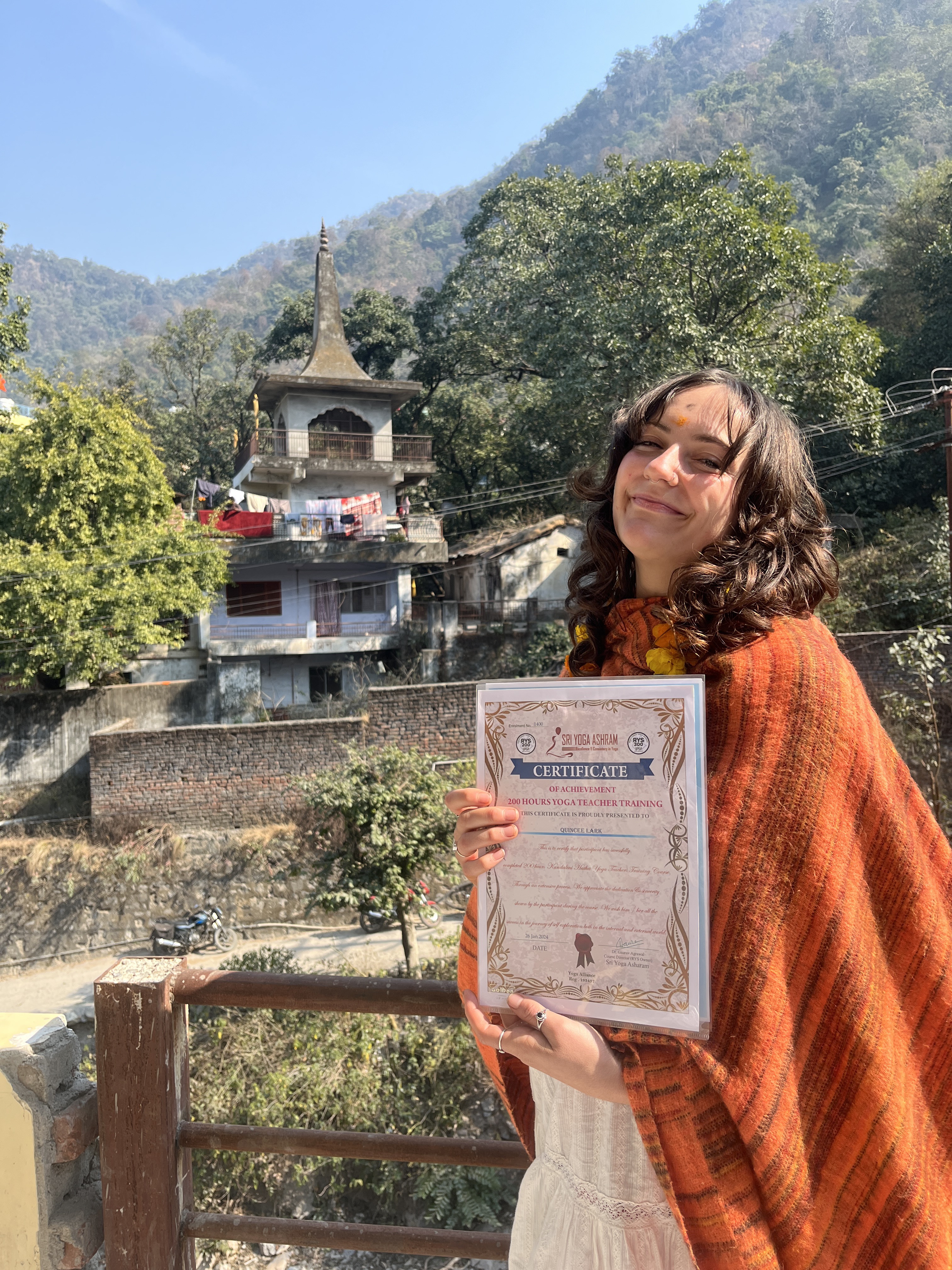Quincee Lark at Sri Yoga Ashram, Rishikesh