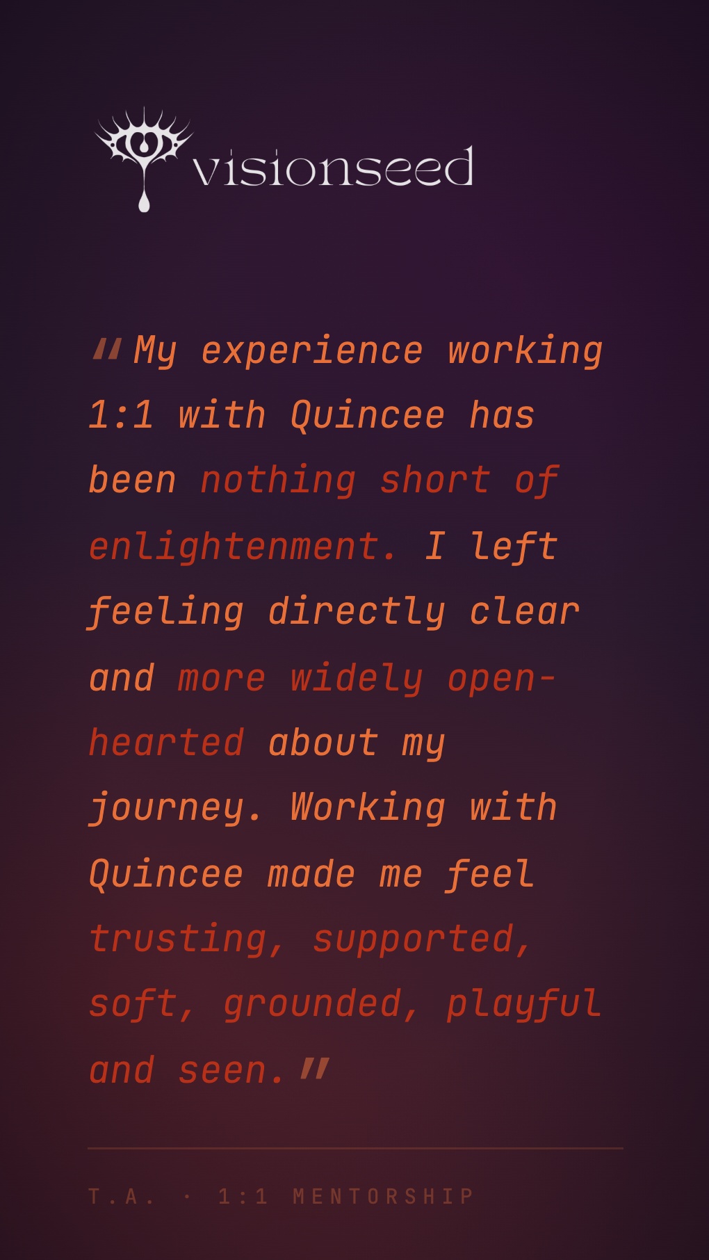 T.A. — 1:1 mentorship